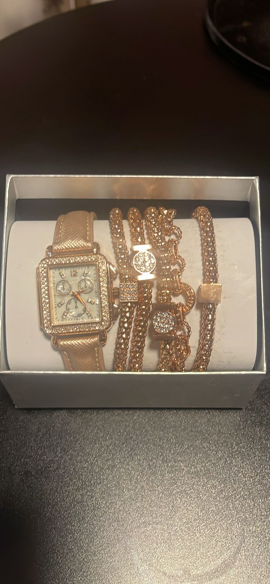 Rose Gold Watch And Bracelet Set