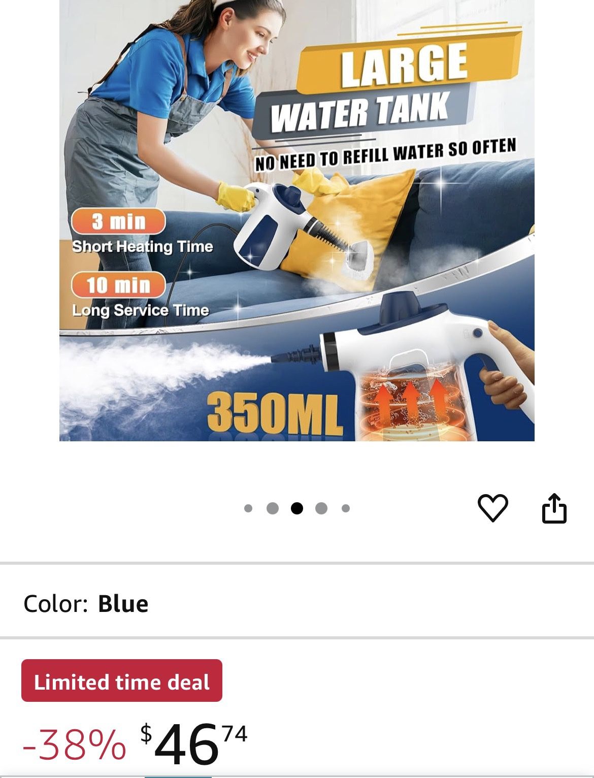 🆕 In 📦 Steam Cleaner,Pressurized Handheld Multi-Surface Natural with1️⃣2️⃣PCS Accessories&Safety Lock,350ML Large Capacity,Steamer for Car,Home,Upho