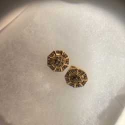 Sterling 925 Diamond Post Earrings Gold Plated.