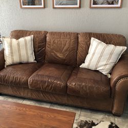Leather Couch Chair And Ottoman