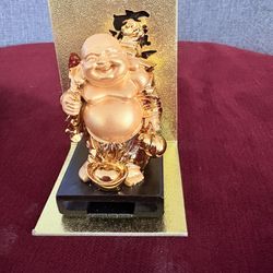New Vintage Golden Laughing Buddha Figurine Wealth Fortune
