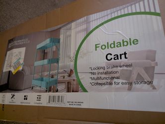 Light Blue Foldable Metal Cart