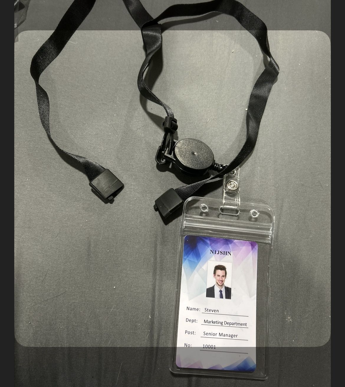 ID/Badge Holder With Black Clipped Lanyard And Tether