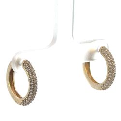 Woman’s Ladies 10k Yellow Gold Pave Set CZ Cubic Zirconia Hoop Earrings GP3122739