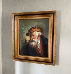 Vintage Framed Signed Portrait Oil Painting