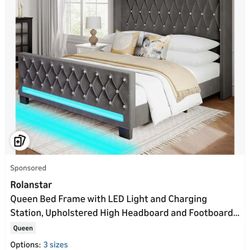 Full Size Bed Frame With LED Lights Brand New In The Box