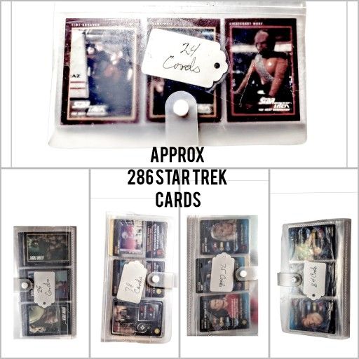 24 Star Trek The Next Generation Trading Cards

Approx   262 Star Trek Original 

Approx number of cards: 286.  