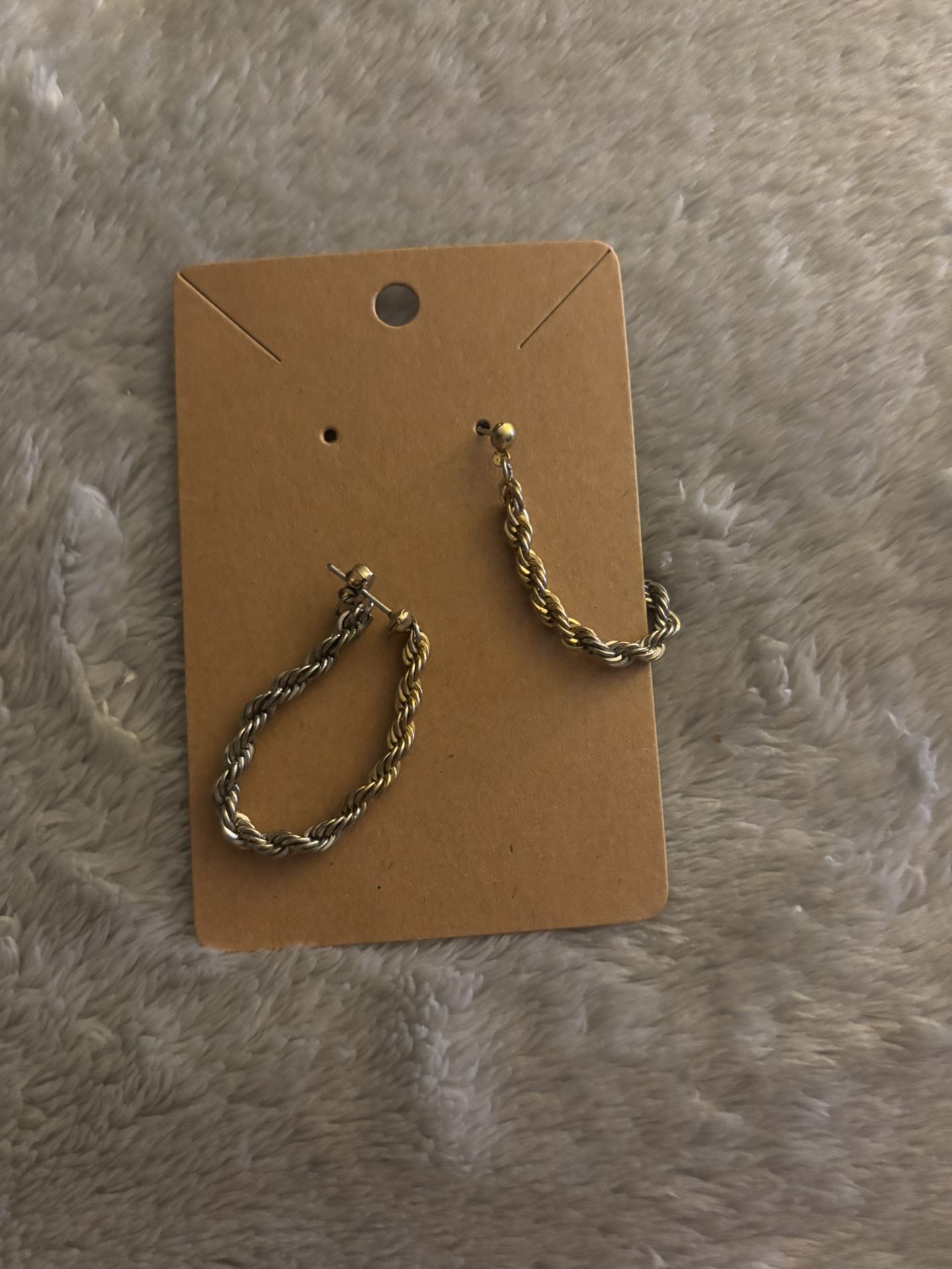 Two Tone Rope Chain Dangle Earrings