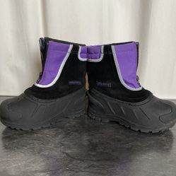 Itasca Kids Winter Snow Buster Boots Toddler Size 13 Purple & Black Leather Non Slip Shoes Water Proof 