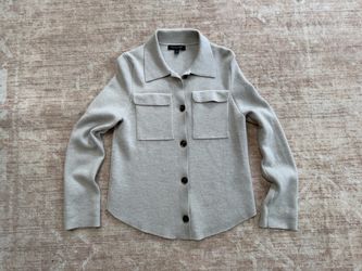 Banana Republic 100% Merino Wool Knit Shirt Jacket Shacket Gray XS