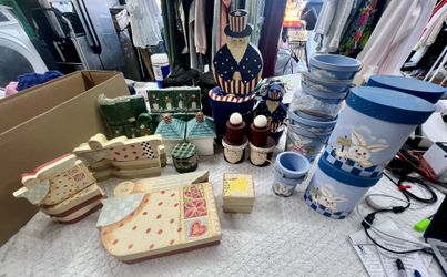 Decorative Storage Buckets/boxes- Easter, Xmas, Patriotic, Angels