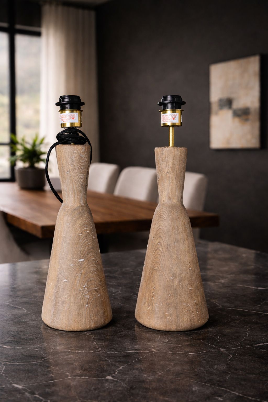 Wooden Table Lamps – Rustic Chic Style (Set of 2)