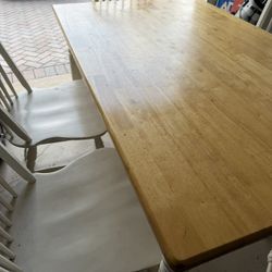 Farmhouse Dining Table with 6 Chairs – Solid Wood Top