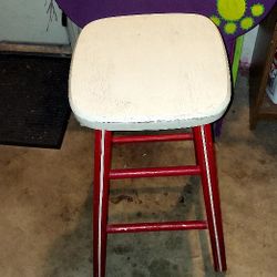 Red And White Wooden Stool