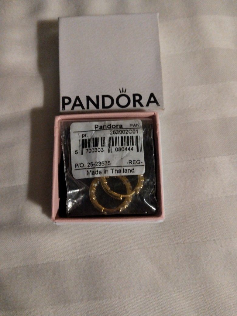New Pandora Gold Plated  Ear Rings $40