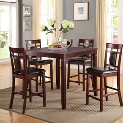 Brand New Cherry 5pc Counter Height Dining Table Set 