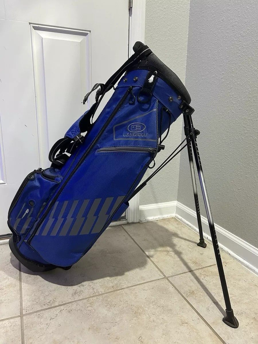 U.S. Kids UL 57 4-Way Divider Junior Golf Stand Bag Blue / Black Used