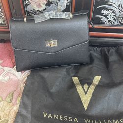 Vanessa Williams Posh Collection Black Crossbody Purse Handbag + Dust bag 