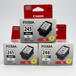Lot of 3 Canon PIXMA 246XL TriColor 245XL Black Ink Cartridge High Yield Genuine