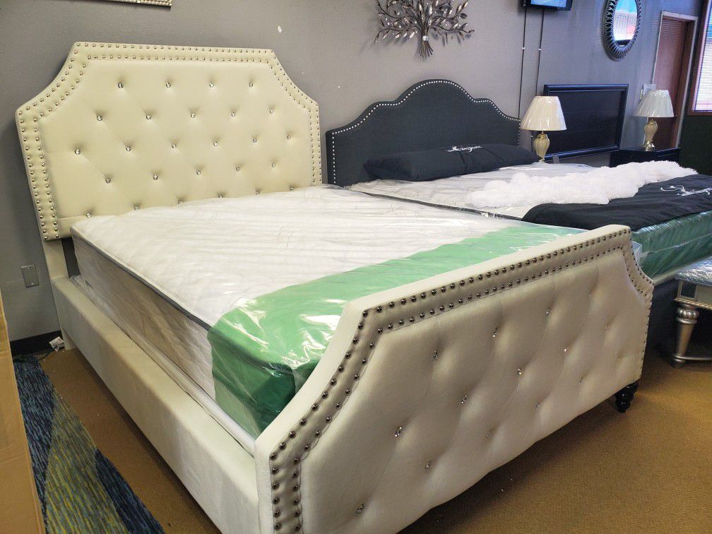 Queen bed frame and mattress set