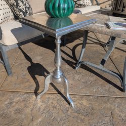 Silver metal plant stand side table