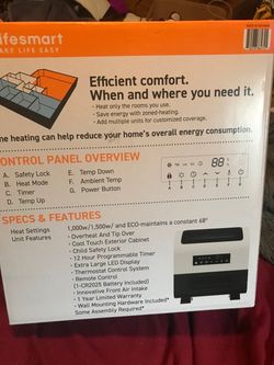 Lifesmart slimline infrared heater with wall mount