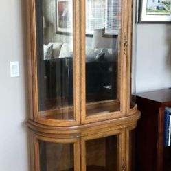 Oak Curio Cabinet - $50
