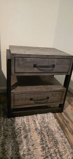 Ashley Furniture Rustic Industrial Nightstand – 2 Drawers