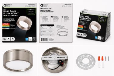 Commercial Electric 6” LED Dual Band Flush Mount Ceiling Light – Brushed Nickel – 5 Color Selectable – Brand New