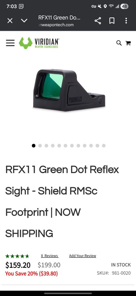 Virdian RFX11 GREEN DOT Sight