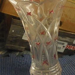 Very Nice Crystal Vase Heavy Cute Little Pink Bows