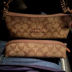 Coach Charlotte Shoulder Bag In Signature Canvas CL405 w/ Pencil Pouch