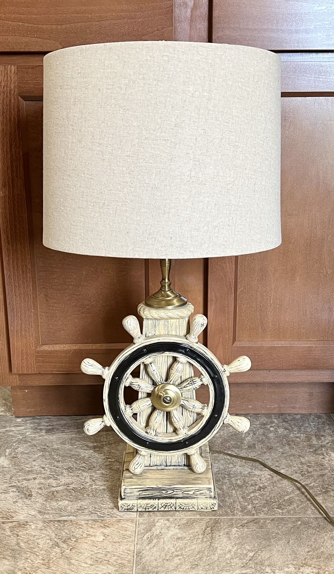 Vintage Ceramic Ship Wheel Lamp