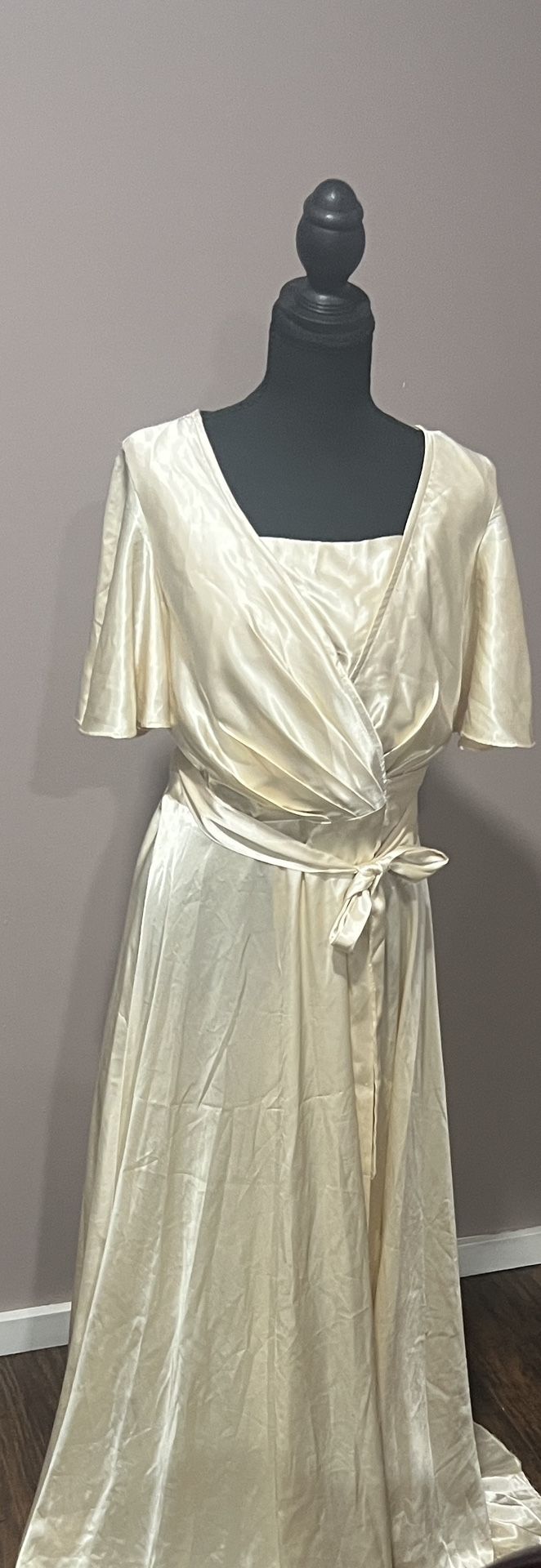 Elegant Cream Wrap Dress