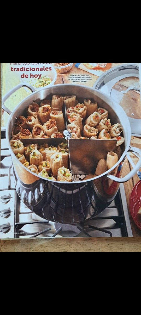 OLLA TAMALERA DE 40 QT CLÁSICA DE ACERO INOXIDABLE CON DIVISOR Y PARRILLA PRINCESS HOUSE 🌾🌻