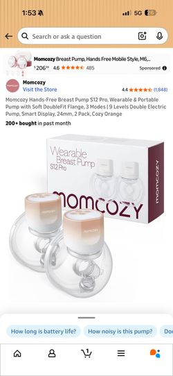 Momcozy Hands-Free Breast Pump S12 Pro, Wearable & Portable Pump with Soft DoubleFit Flange, 3 Modes | 9 Levels Double Electric Pump, Smart Display, 2