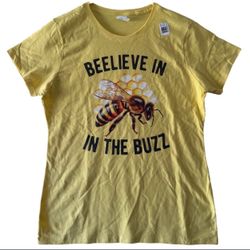 Port & Company Beelieve Bee Graphic T-Shirt Yellow Women’s Medium