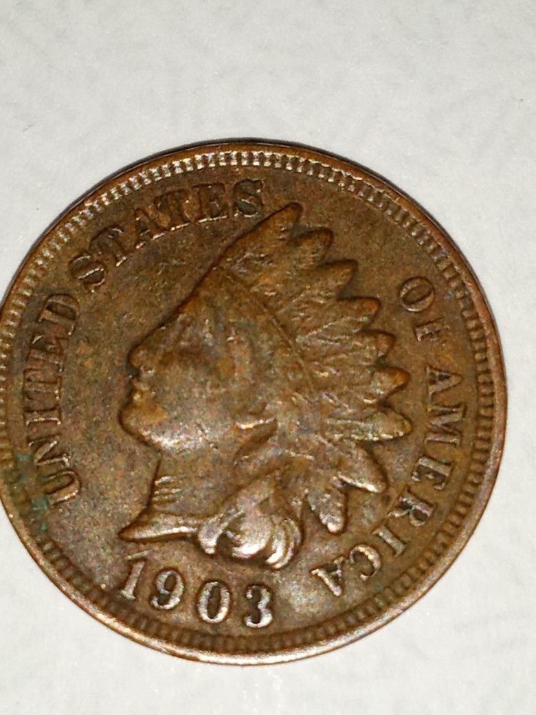 1903 Indian Head Penny With Error. Back Side Had 3 Arrows With 5 Leaves. Truly One Of A Kind