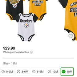 Steelers Onesie Size 18m