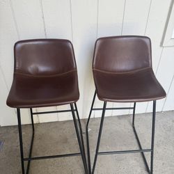 2 Bar Stools – Brown Metal Legs – $20 for Both
