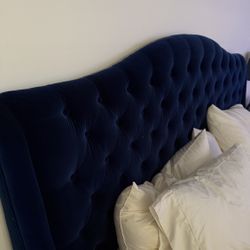 King Size Blue Velvet Bed Frame 