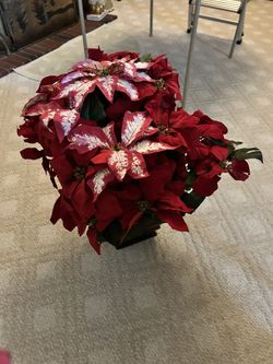 Beautiful Artificial Poinsettia Planter