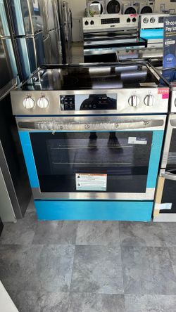 Frigidaire Electric stove glass top slide in stainless steel
