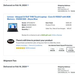 Lenovo Ideapad 3i 15.6" i5 Intel Full Touchscreen 8gb Memory 500gb Ssd