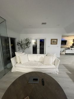 CISCO HOME $6500 White Denim Slipcover SEDA SOFA