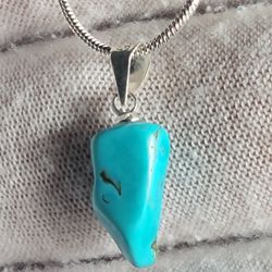 5ctw Natural Turquoise Pendant w/ .925 Sterling Silver Bail [Arizona] Grade AAA+