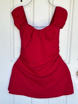Red Mini Dress with Puff Sleeves SIZE 2XL