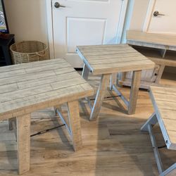 60” TV stand console with coffee table and end tables