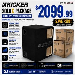 Kicker SoloX Series Custom Ported Box 2 x 12" Subwoofers 8000 Watts L7X12 Package 🚨 Payment Options Available 🚨 No Credit Needed 🚨