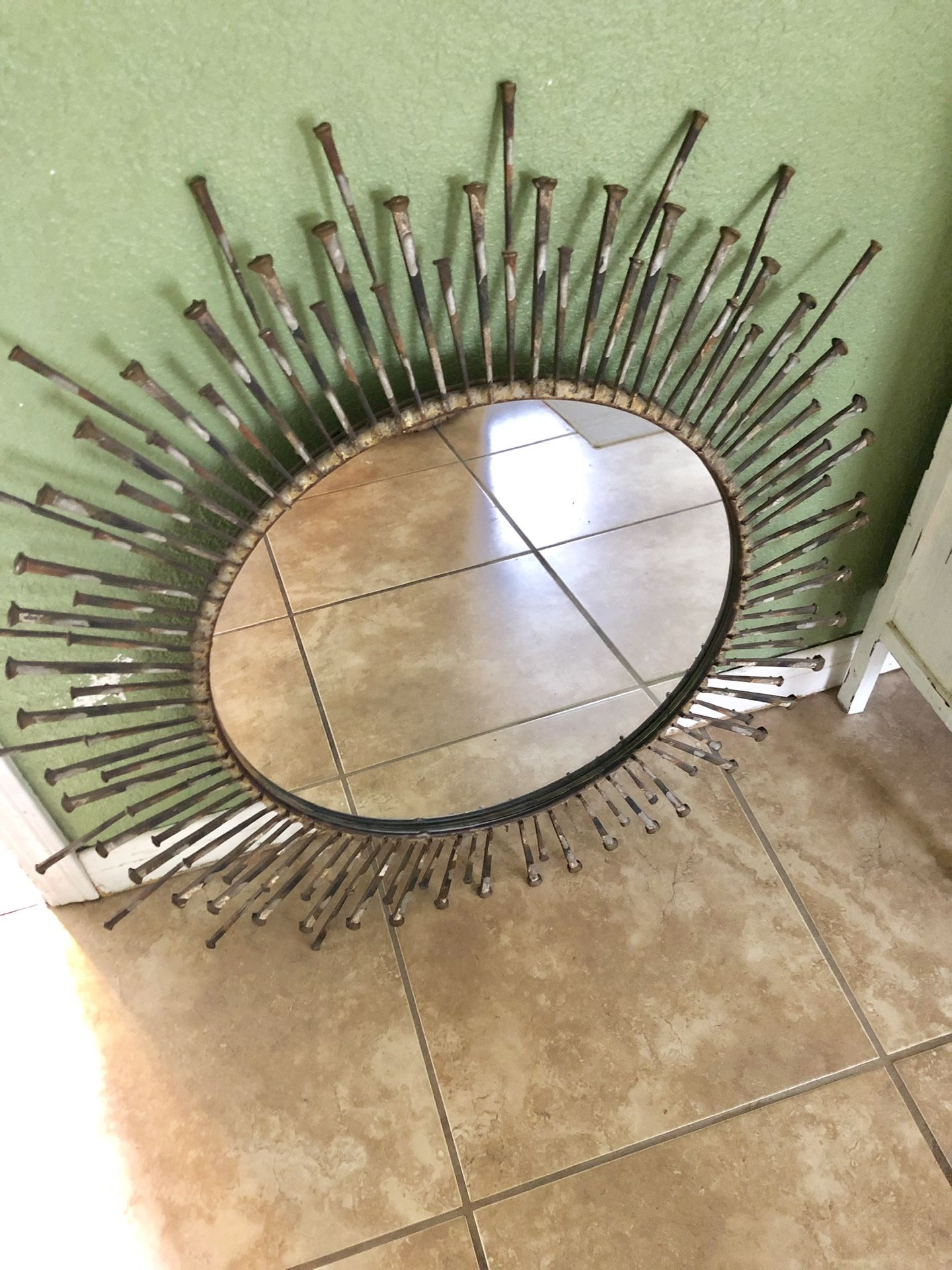 Handmade Iron Nail Large mirror espejo